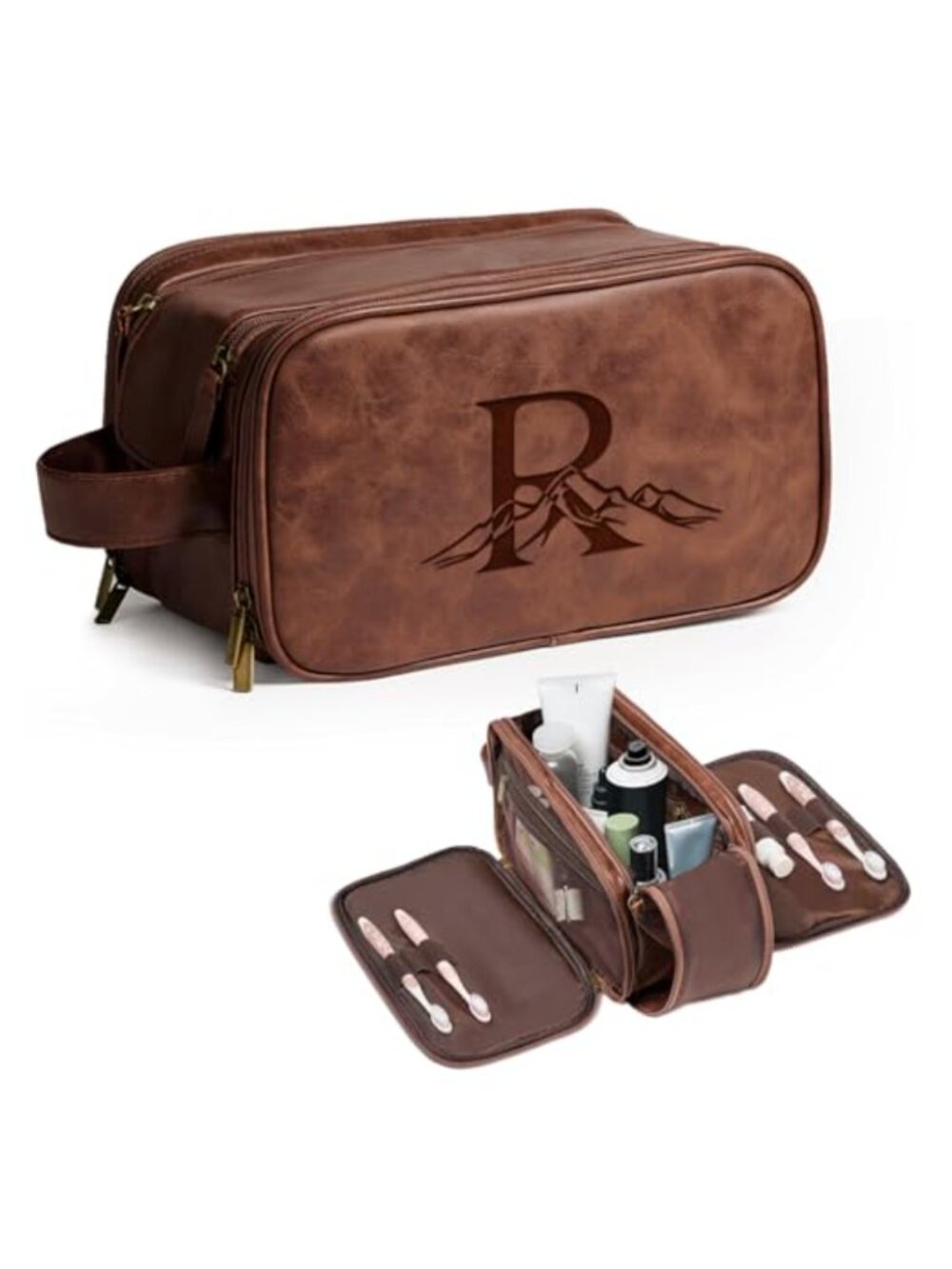 PU Leather Travel Toiletry Bag Dopp Kit Makeup Organizer Waterproof
